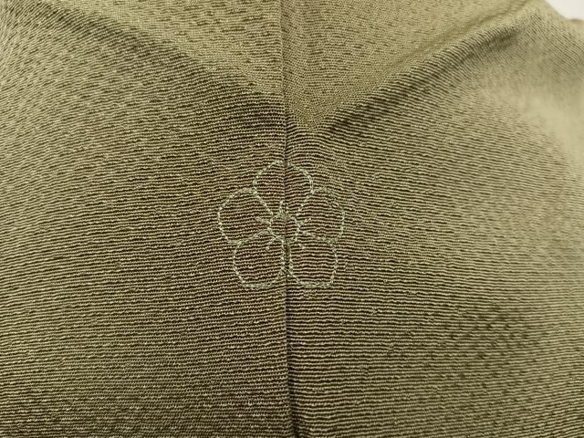 平和屋着物●上質な色無地 花地紋 油色 正絹 逸品 AABB8232ph