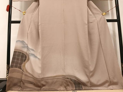 平和屋着物●訪問着 遠山霞文 暈し染め 金銀彩 正絹 逸品 AABB8234ph