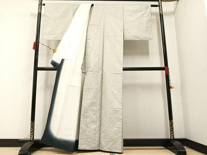 平和屋着物●上質な紬 幾何学文様 正絹 逸品 AABB8236ph