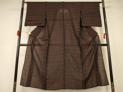 平和屋着物＊夏物 小紋 紗 幾何学文様 正絹 逸品 AABB8243jd