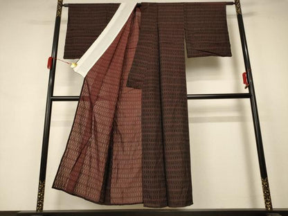 平和屋着物＊夏物 小紋 紗 幾何学文様 正絹 逸品 AABB8243jd