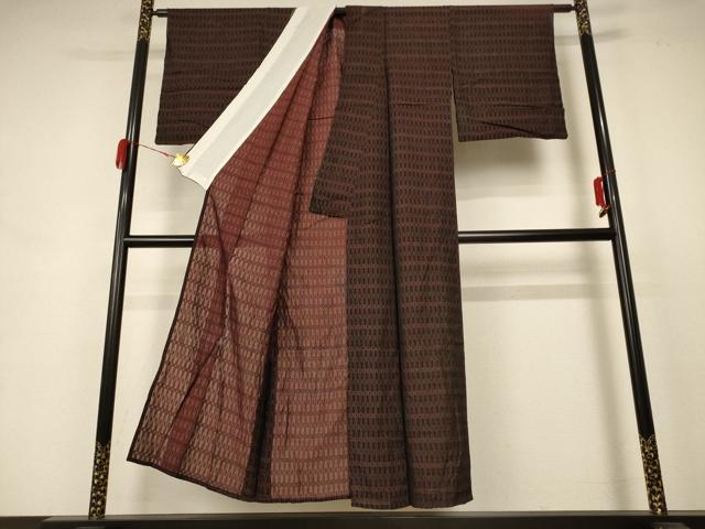 平和屋着物＊夏物 小紋 紗 幾何学文様 正絹 逸品 AABB8243jd