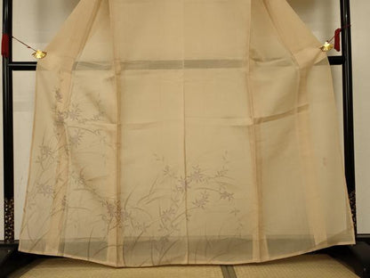 平和屋着物＊夏物 訪問着 紗 作家物 草花文 ますいわ屋扱い 正絹 逸品 AABB8246jd