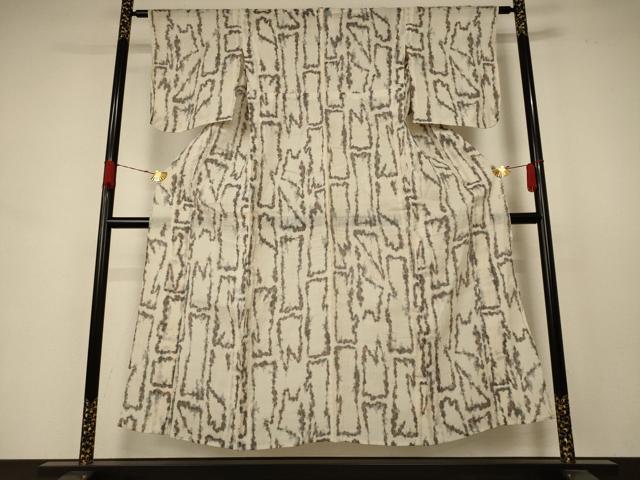 平和屋着物＊夏物 小千谷ちぢみ 幾何学文様 麻 逸品 AABB8248jd