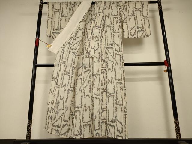 平和屋着物＊夏物 小千谷ちぢみ 幾何学文様 麻 逸品 AABB8248jd