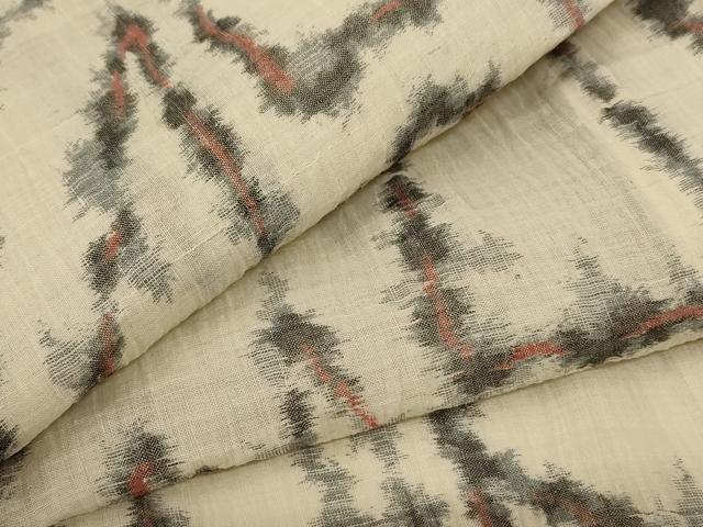 平和屋着物＊夏物 小千谷ちぢみ 幾何学文様 麻 逸品 AABB8248jd