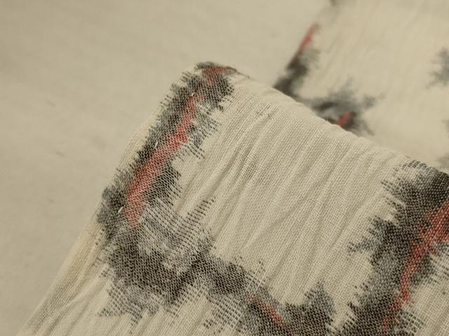 平和屋着物＊夏物 小千谷ちぢみ 幾何学文様 麻 逸品 AABB8248jd