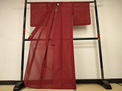 平和屋着物＊夏物 色無地 絽 蘇芳色 洗える着物 未使用 AABB8252jd