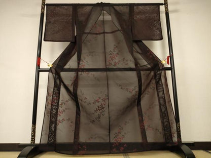 平和屋着物＊夏物 小紋 紗 萩 正絹 逸品 AABB8257jd