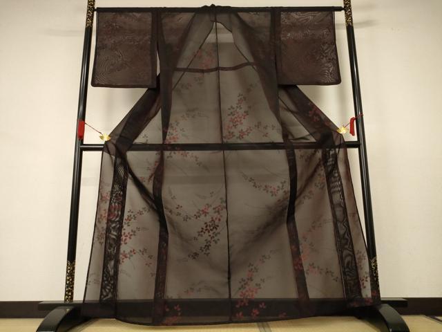 平和屋着物＊夏物 小紋 紗 萩 正絹 逸品 AABB8257jd