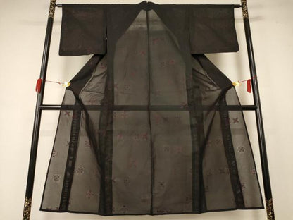 平和屋着物＊夏物 小紋 絽 幾何学文様 正絹 逸品 AABB8259jd