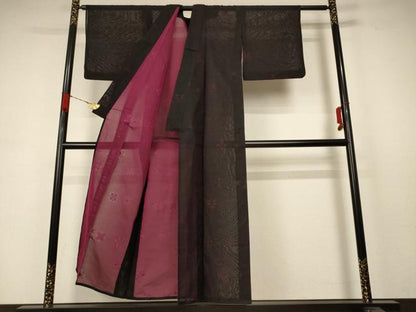 平和屋着物＊夏物 小紋 絽 幾何学文様 正絹 逸品 AABB8259jd