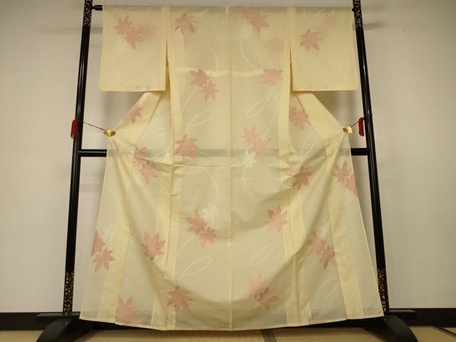 平和屋着物＊夏物 小紋 紗 楓文 正絹 逸品 AABB8260jd