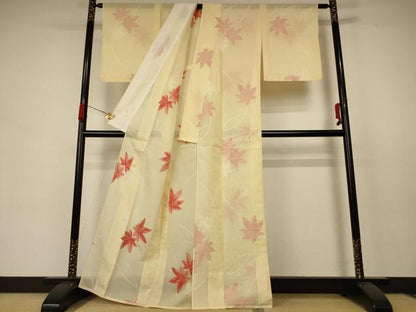 平和屋着物＊夏物 小紋 紗 楓文 正絹 逸品 AABB8260jd