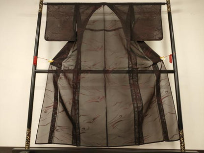 平和屋着物＊夏物 小紋 紗 流水文 正絹 逸品 AABB8263jd