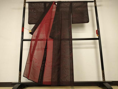 平和屋着物＊夏物 小紋 紗 流水文 正絹 逸品 AABB8263jd