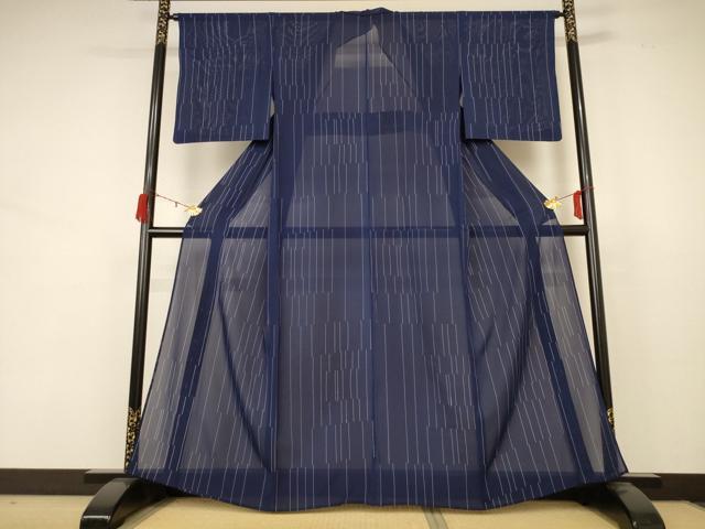 平和屋着物＊夏物 小紋 紗 変わり縞 正絹 逸品 AABB8270jd