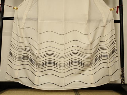 平和屋着物＊夏物 訪問着 絽 横段文 正絹 逸品 AABB8278jd