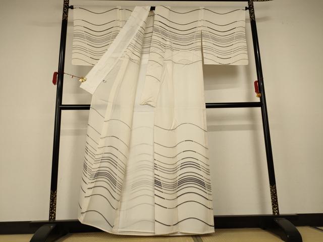 平和屋着物＊夏物 訪問着 絽 横段文 正絹 逸品 AABB8278jd