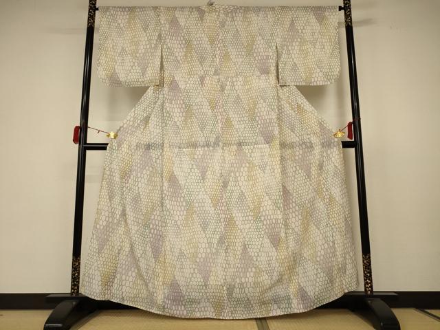 平和屋着物＊夏物 小紋 絽 亀甲柄 正絹 逸品 AABB8279jd