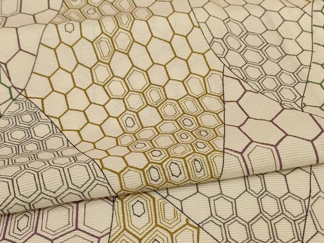 平和屋着物＊夏物 小紋 絽 亀甲柄 正絹 逸品 AABB8279jd