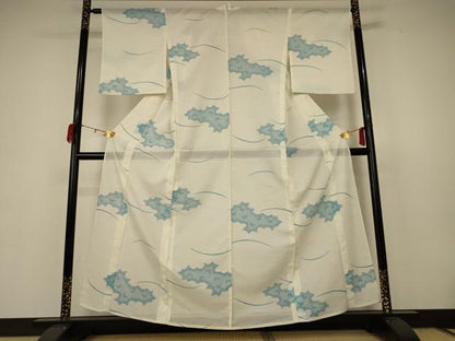 平和屋着物＊夏物 小紋 絽 舞蝶文 洗える着物 AABB8282jd