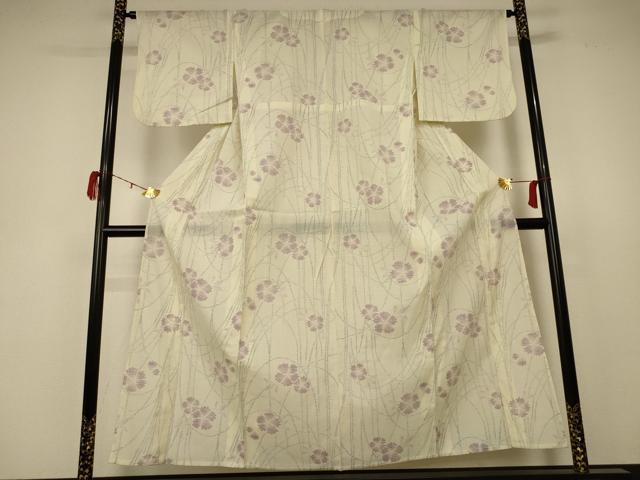 平和屋着物＊夏物 小紋 紗 舞花文 洗える着物 AABB8284jd