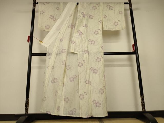 平和屋着物＊夏物 小紋 紗 舞花文 洗える着物 AABB8284jd