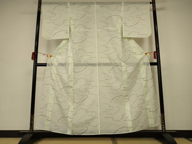 平和屋着物＊夏物 小紋 絽 雲取り文 洗える着物 AABB8285jd