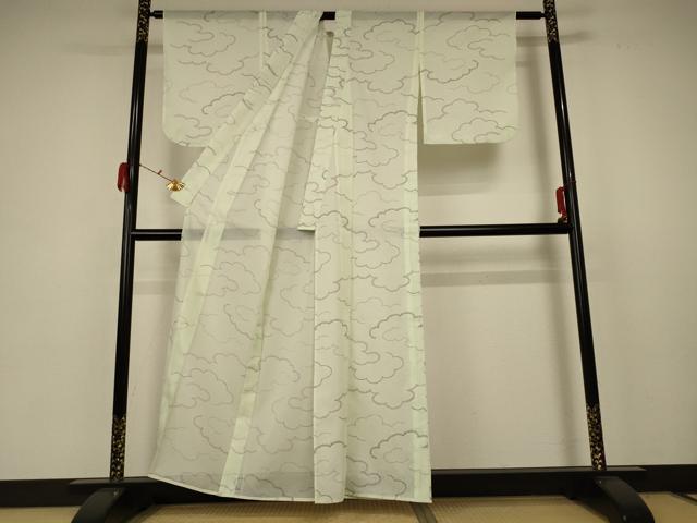 平和屋着物＊夏物 小紋 絽 雲取り文 洗える着物 AABB8285jd
