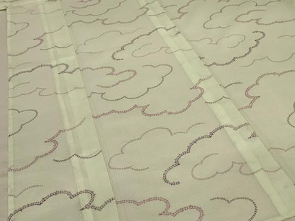 平和屋着物＊夏物 小紋 絽 雲取り文 洗える着物 AABB8285jd