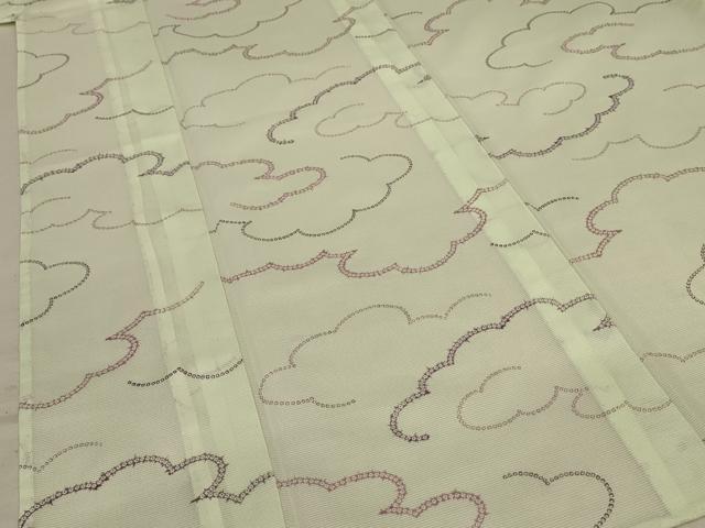 平和屋着物＊夏物 小紋 絽 雲取り文 洗える着物 AABB8285jd