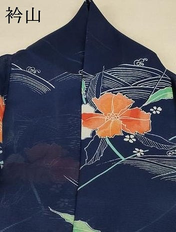 平和屋着物＊夏物 小紋 絽 立波草花文 洗える着物 AABB8287jd