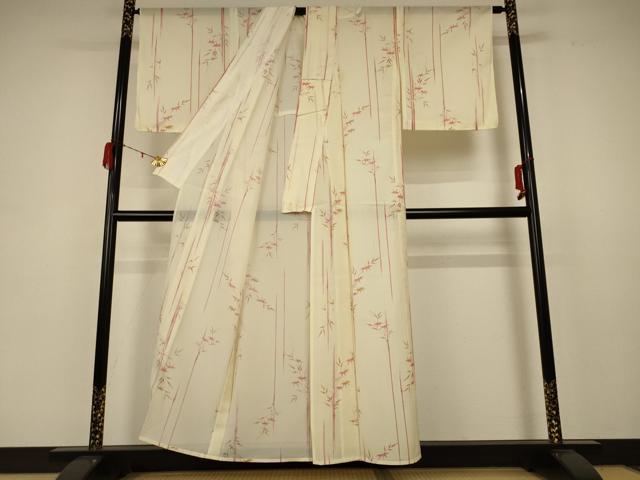 平和屋着物＊夏物 小紋 絽 笹竹文 洗える着物 AABB8288jd