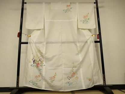 平和屋着物＊夏物 訪問着 絽 流水草花文 暈し染め 洗える着物 AABB8290jd