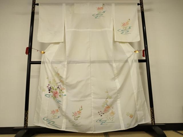 平和屋着物＊夏物 訪問着 絽 流水草花文 暈し染め 洗える着物 AABB8290jd