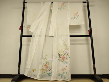 平和屋着物＊夏物 訪問着 絽 流水草花文 暈し染め 洗える着物 AABB8290jd