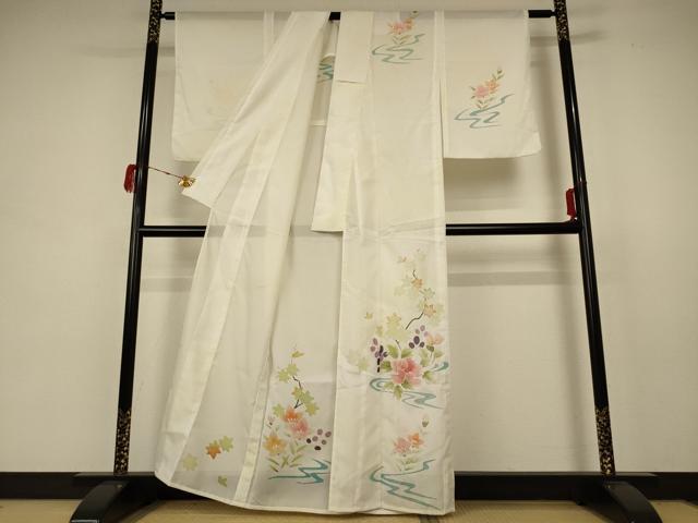 平和屋着物＊夏物 訪問着 絽 流水草花文 暈し染め 洗える着物 AABB8290jd