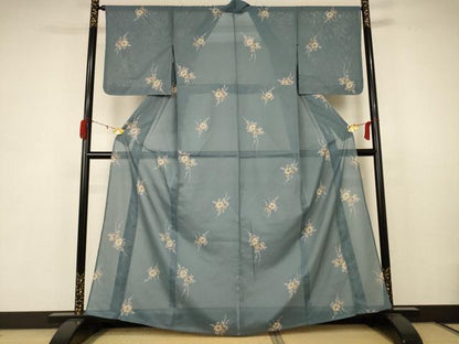 平和屋着物＊夏物 小紋 絽 草花文 正絹 逸品 未使用 AABB8292jd