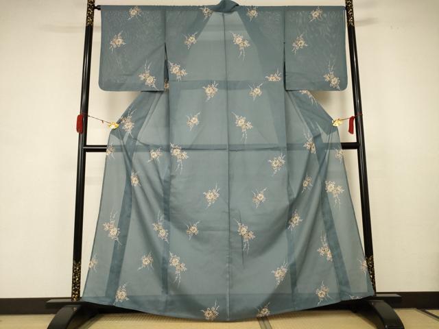 平和屋着物＊夏物 小紋 絽 草花文 正絹 逸品 未使用 AABB8292jd