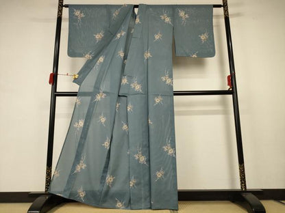 平和屋着物＊夏物 小紋 絽 草花文 正絹 逸品 未使用 AABB8292jd