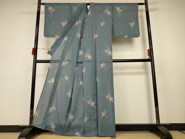平和屋着物＊夏物 小紋 絽 草花文 正絹 逸品 未使用 AABB8292jd