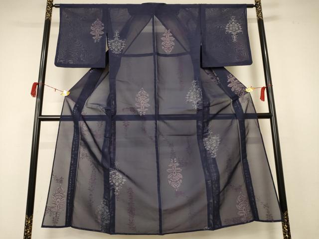 平和屋着物＊夏物 小紋 紗 飾花文 正絹 逸品 AABB8293jd