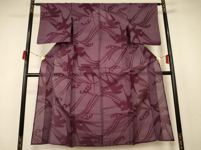 平和屋着物＊夏物 アンティーク 大正ロマン 紗紬 立波舞鶴文 正絹 逸品 AABB8294jd