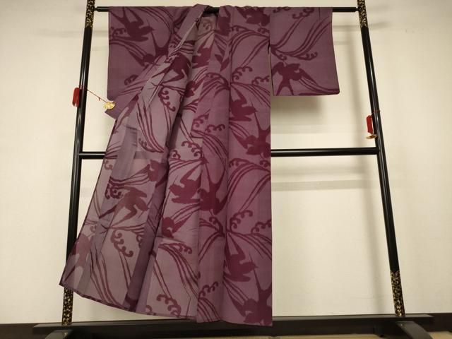 平和屋着物＊夏物 アンティーク 大正ロマン 紗紬 立波舞鶴文 正絹 逸品 AABB8294jd