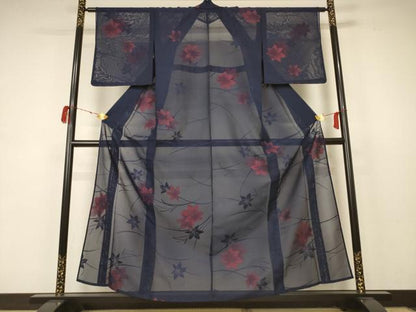 平和屋着物＊夏物 小紋 紗 芝花文 正絹 逸品 未使用 AABB8307jd