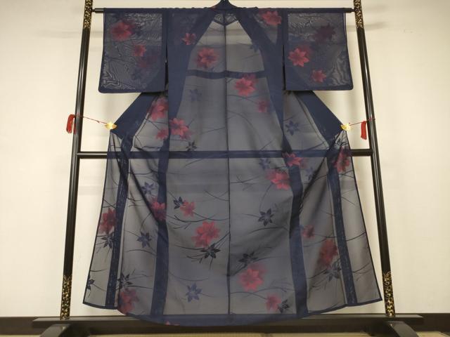 平和屋着物＊夏物 小紋 紗 芝花文 正絹 逸品 未使用 AABB8307jd
