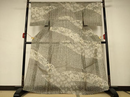 平和屋着物＊夏物　絹芭蕉　訪問着　型染め　花鳥文　正絹　逸品　AABB8308jd
