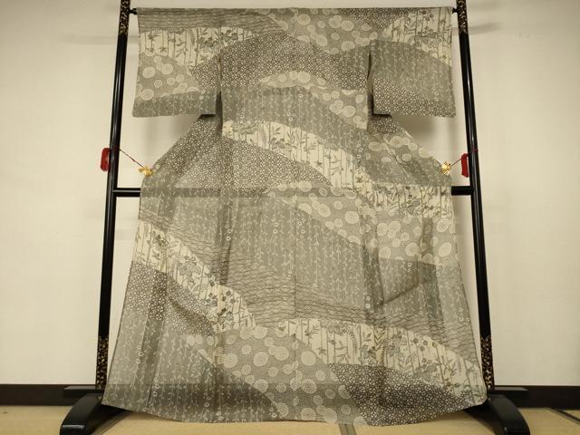 平和屋着物＊夏物　絹芭蕉　訪問着　型染め　花鳥文　正絹　逸品　AABB8308jd