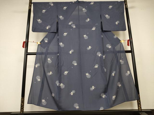 平和屋着物＊夏物 小紋 絽 雪輪花文 正絹 逸品 AABB8309jd